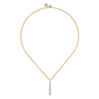 14K White and Yellow Gold Diamond Vertical Bar Link Necklace