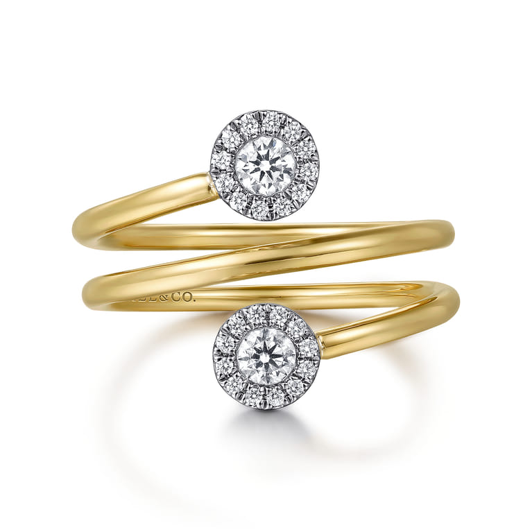 14K White and Yellow Gold Diamond Wrap Ladies Ring - 0.3 ct - Shot 1