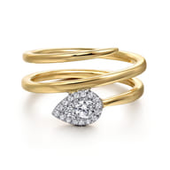 14K White and Yellow Gold Diamond Wrap Ladies Ring