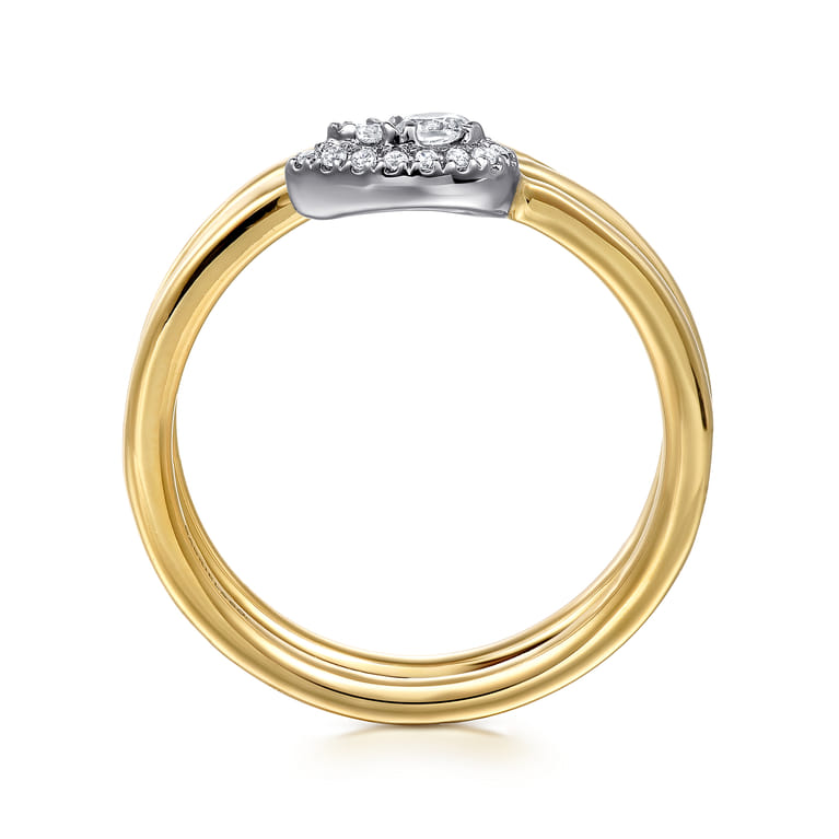 14K White and Yellow Gold Diamond Wrap Ladies Ring - 0.16 ct - Shot 2