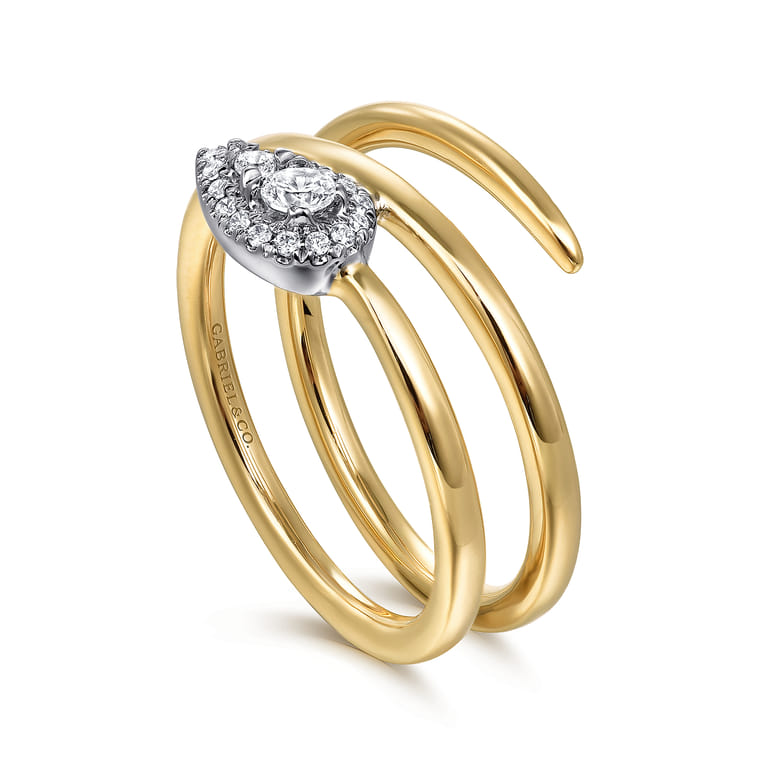 14K White and Yellow Gold Diamond Wrap Ladies Ring - 0.16 ct - Shot 3