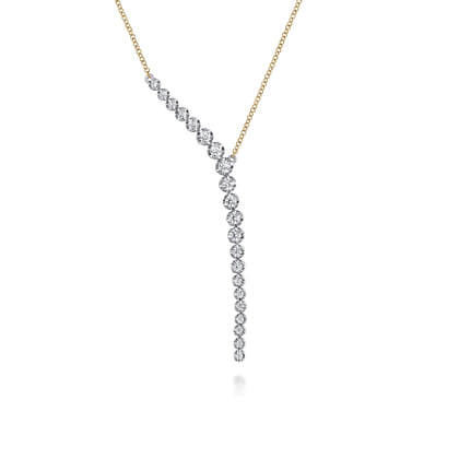 14K White and Yellow Gold Diamond Y Knots Necklace