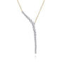 14K White and Yellow Gold Diamond Y Knots Necklace - 0.75 ct