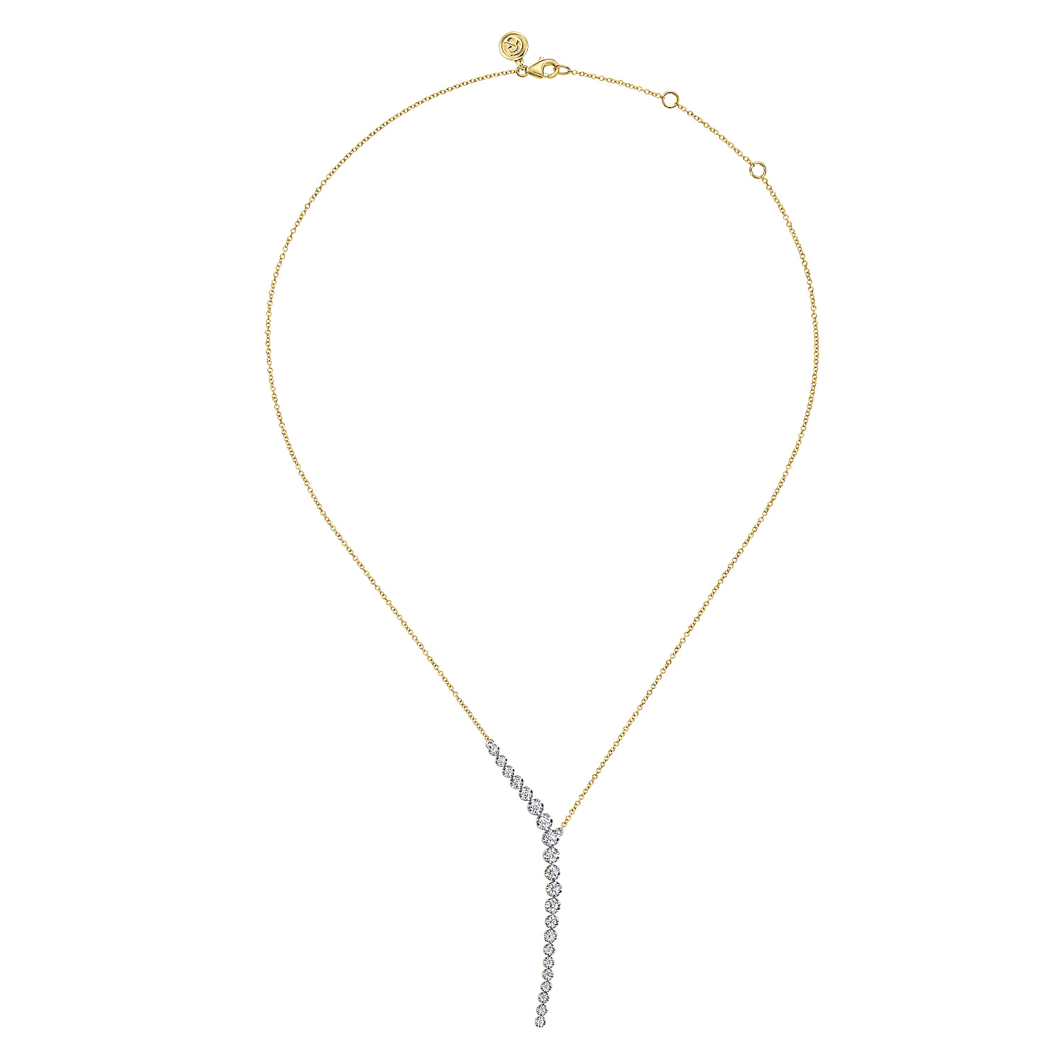 14K White and Yellow Gold Diamond Y Knots Necklace - 0.75 ct - Shot 2