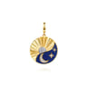 14K White and Yellow Gold Diamond and Diamond Cut Medallion With Detachable Bail with Chrome Blue Enamel - 0.15 ct