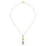14K White and Yellow Gold Diamond and Marquise Blue Topaz Drop Necklace - 0.17 ct