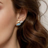 14K White and Yellow Gold Diamond and Marquise Blue Topaz Stud Earrings - 0.24 ct
