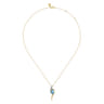 14K White and Yellow Gold Diamond and Pear Shape Blue Topaz Bypass Pendant Necklace - 0.16 ct