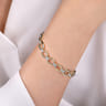 14K White and Yellow Gold Flat Link Chain Bracelet with Diamond Pave Connectors - 0.95 ct