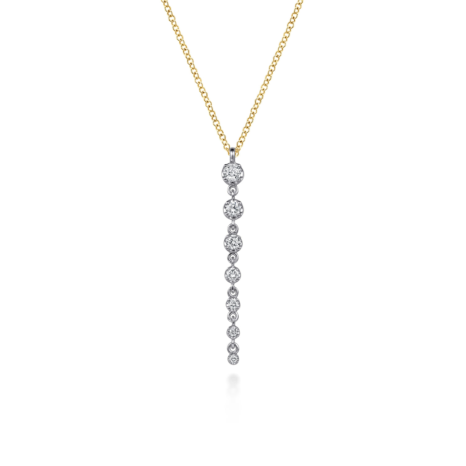 14K White and Yellow Gold Graduating Diamond Buttercup Set Drop Necklace - 0.25 ct - Shot 1