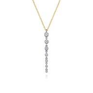 14K White and Yellow Gold Graduating Diamond Buttercup Set Drop Necklace