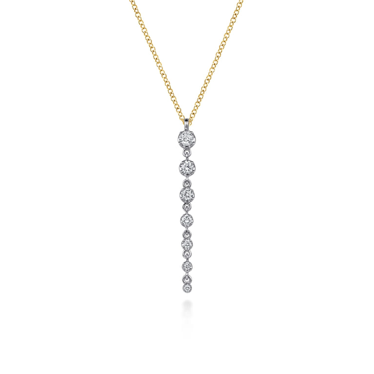 14K White and Yellow Gold Graduating Diamond Buttercup Set Drop Necklace - 0.25 ct - Shot 1
