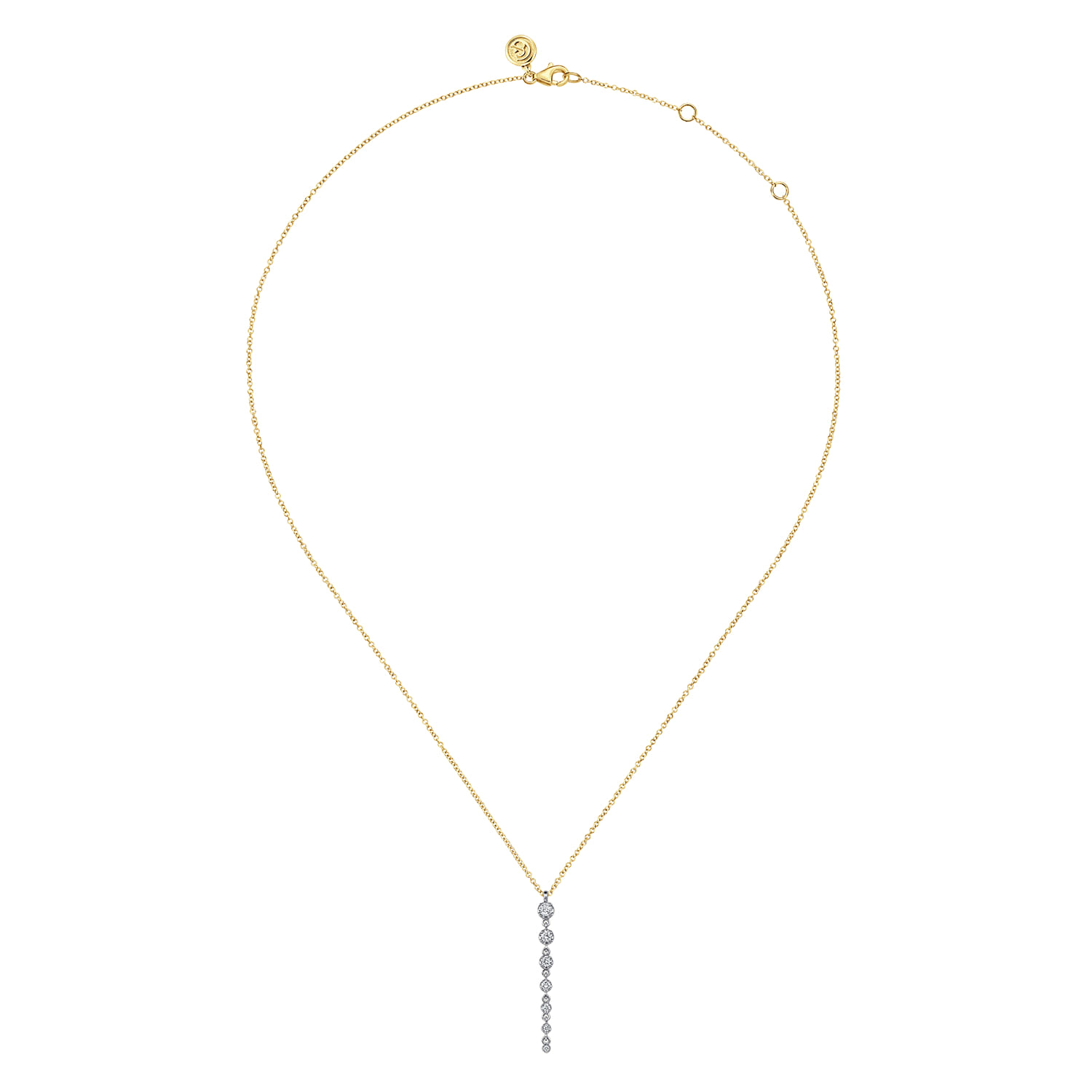 14K White and Yellow Gold Graduating Diamond Buttercup Set Drop Necklace - 0.25 ct - Shot 2