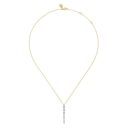 14K White and Yellow Gold Graduating Diamond Buttercup Set Drop Necklace