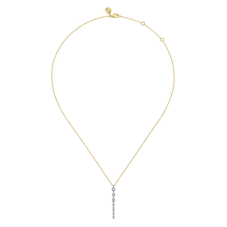 14K White and Yellow Gold Graduating Diamond Buttercup Set Drop Necklace - 0.25 ct - Shot 2