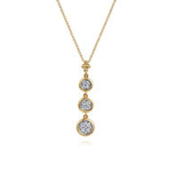 14K White and Yellow Gold Graduating Diamond Cluster Bujukan Pendant Necklace