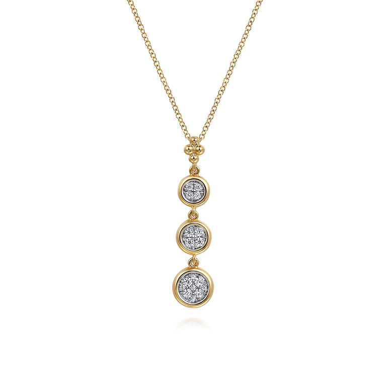14K White and Yellow Gold Graduating Diamond Cluster Bujukan Pendant Necklace - 0.25 ct - Shot 1