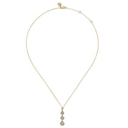 14K White and Yellow Gold Graduating Diamond Cluster Bujukan Pendant Necklace