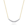 14K White and Yellow Gold Graduating Diamond Curved Bar Necklace - 0.25 ct