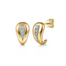 14K White and Yellow Gold Graduating Diamond J Hoop Earrings - 0.16 ct
