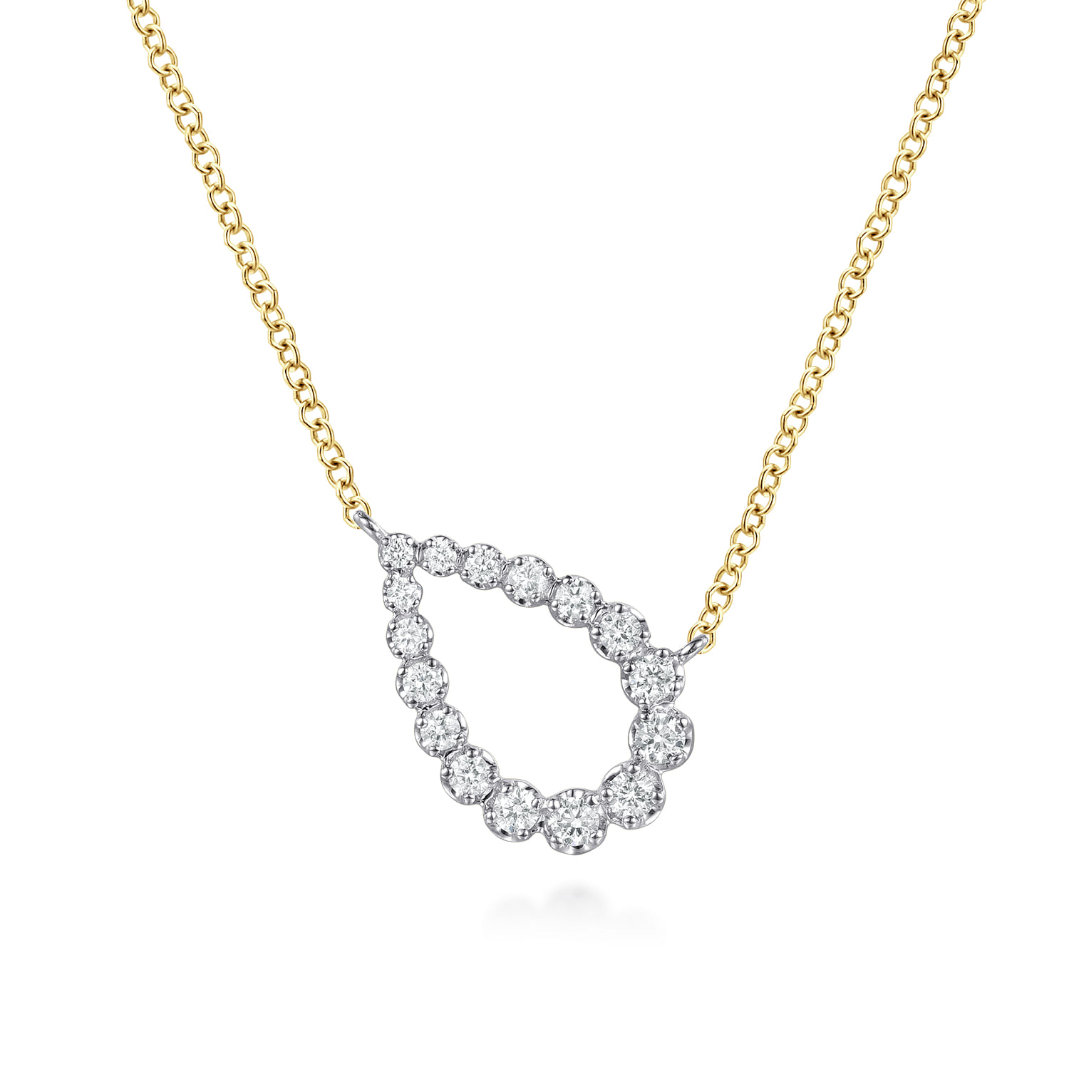 14K White and Yellow Gold Graduating Diamond Pear Shape Pendant Necklace - 0.25 ct - Shot 1