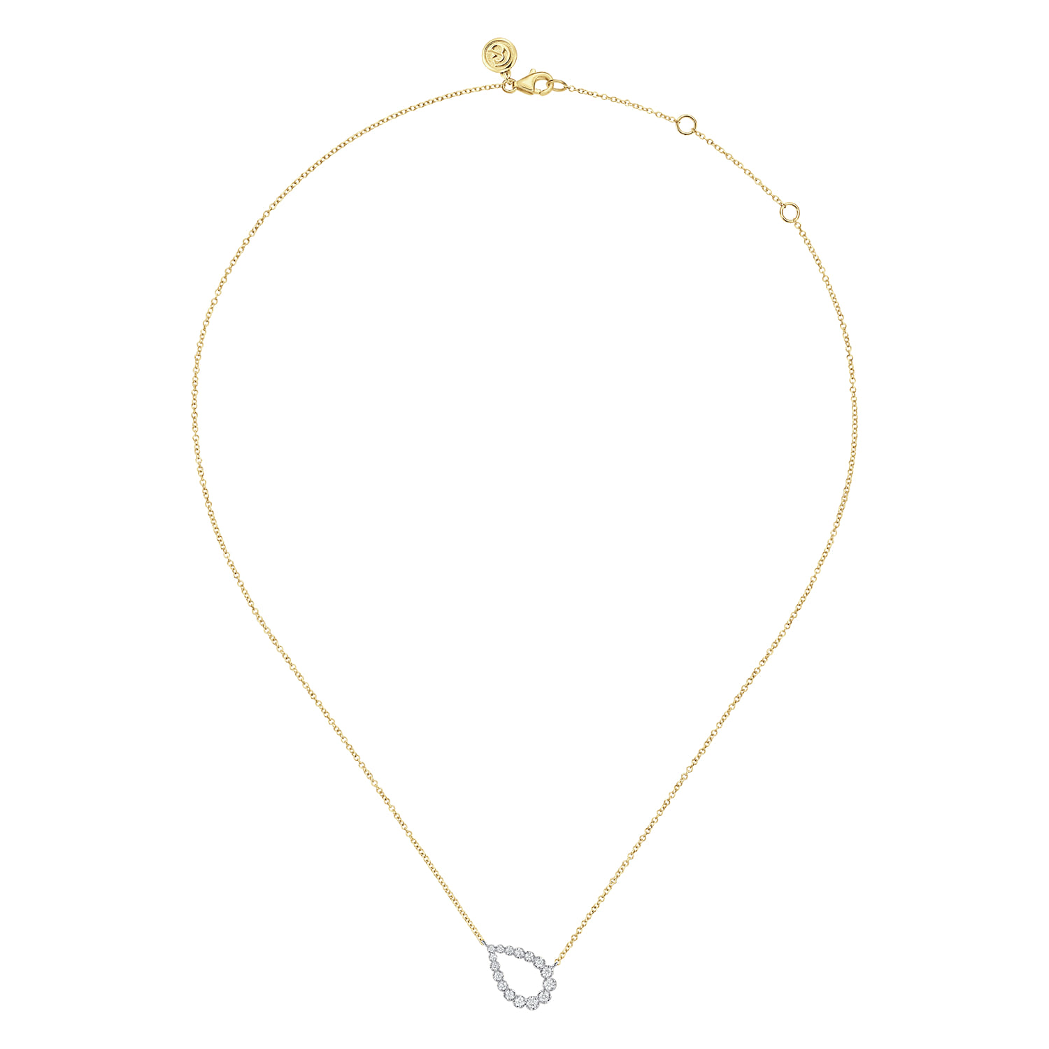 14K White and Yellow Gold Graduating Diamond Pear Shape Pendant Necklace - 0.25 ct - Shot 2