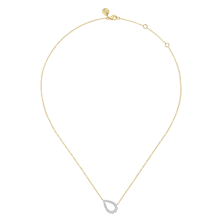 14K White and Yellow Gold Graduating Diamond Pear Shape Pendant Necklace - 0.25 ct - Shot 2