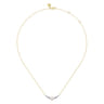 14K White and Yellow Gold Graduating Diamond and Pearl Bar Necklace - 0.17 ct