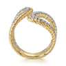 14K White and Yellow Gold Rope Diamond Bypass Ladies Ring - 0.45 ct