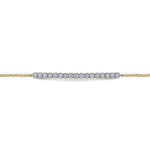 14K White and Yellow Gold White Sapphire Bar Bracelet