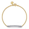 14K White and Yellow Gold White Sapphire Bar Bracelet