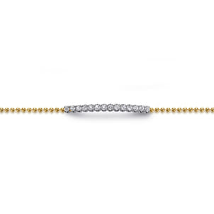 14K White and Yellow Gold White Sapphire Bar Bracelet