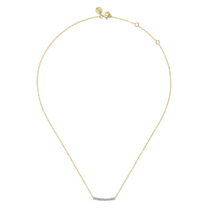 14K White and Yellow Gold White Sapphire Bar Necklace