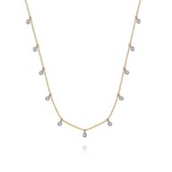 14K White and Yellow Gold White Sapphire Station Necklace