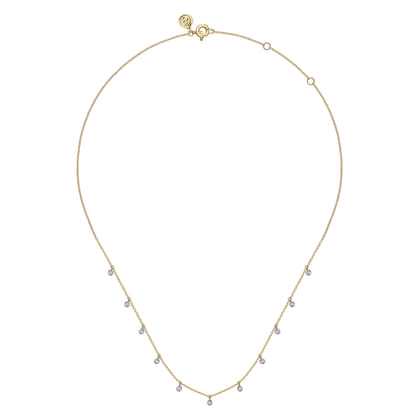 14K White and Yellow Gold White Sapphire Station Necklace