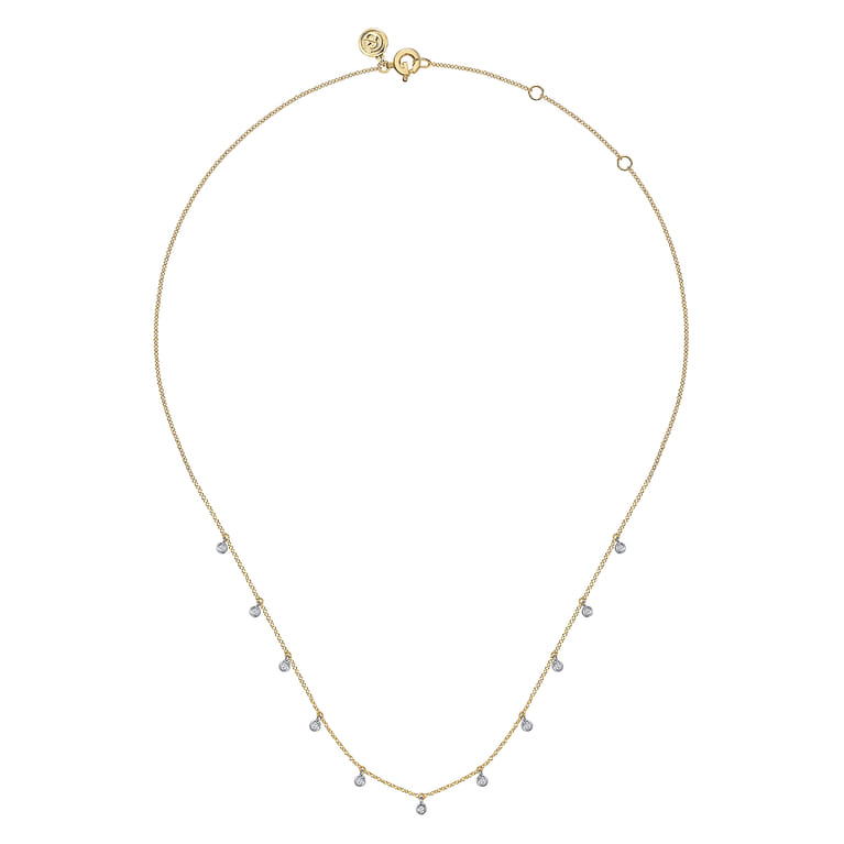 14K White and Yellow Gold White Sapphire Station Necklace - Shot 2