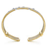 14K White and Yellow Gold Wide Multi Row Diamond Cuff Bracelet