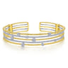 14K White and Yellow Gold Wide Multi Row Diamond Cuff Bracelet - 1 ct