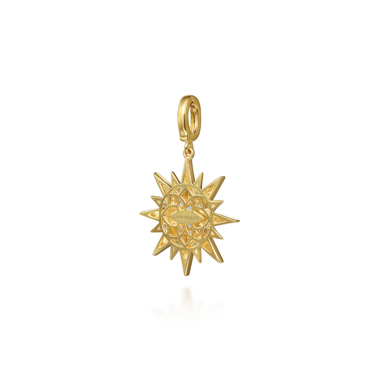 14K Y G D Starburst Medallion Pendant in Size 24mm With Detachable Bail - 0.21 ct - Shot 2