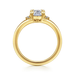 14K Y.Gold Split Shank Elongated Cushion Diamond Engagement Ring