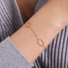 14K Yellow Chain Bracelet with Beaded Oval Link Stations