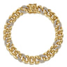 14K Yellow Gold 10mm Hollow Cuban Link Diamond Tennis Bracelet - 1.2 ct