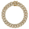 14K Yellow Gold 10mm Hollow Cuban Link Pave Diamond Tennis Bracelet - 4.3 ct