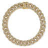 14K Yellow Gold 10mm Hollow Cuban Link Pave Diamond Tennis Bracelet - 4.66 ct