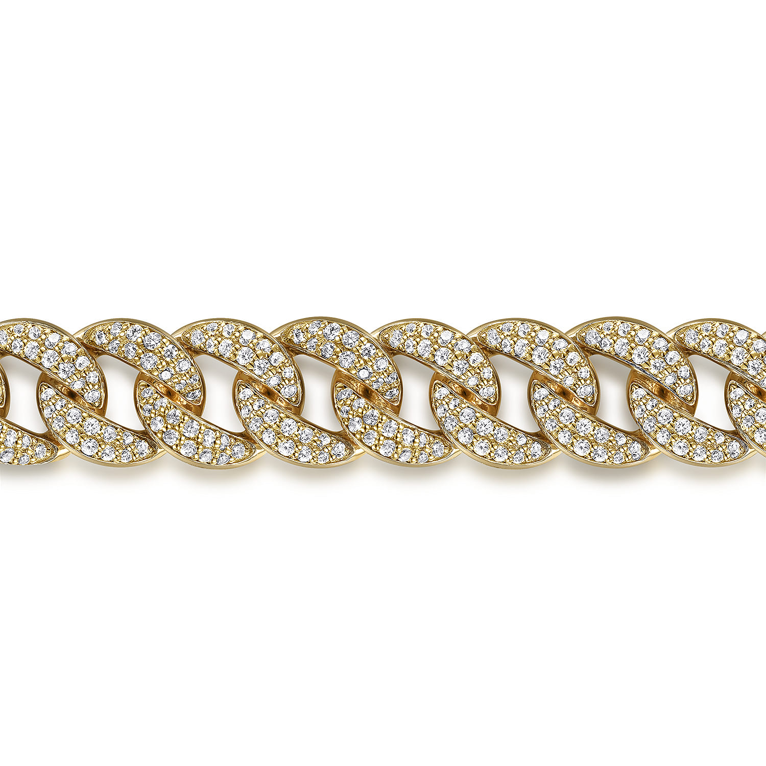 14K Yellow Gold 10mm Hollow Cuban Link Pave Diamond Tennis Bracelet - 4.66 ct - Shot 2