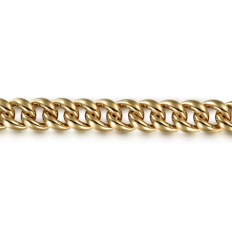 14K Yellow Gold 10mm Hollow Cuban Link Tennis Bracelet - Shot 2