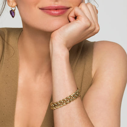 14K Yellow Gold 10mm Hollow Cuban Link Tennis Bracelet