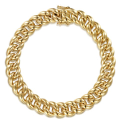 14K Yellow Gold 10mm Hollow Cuban Link Tennis Bracelet
