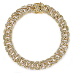 14K Yellow Gold 10mm Width Classic Diamond Cuban Tennis Bracelet