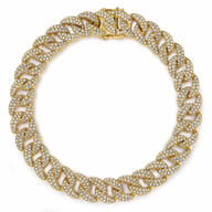 14K Yellow Gold 10mm Width Classic Diamond Men's Cuban Bracelet